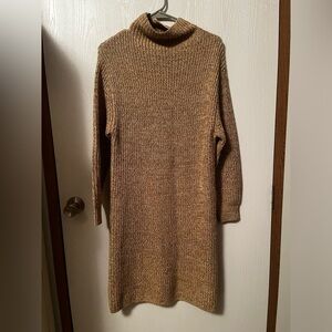 Artizia Wilfred Danica Mock Neck 100% Merino Wool Sweater Dress Marbled God 2XS